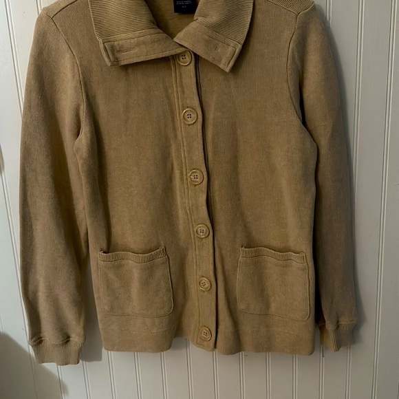 Basic Editions Tan Cardigan sz Small - Picture 4 of 15